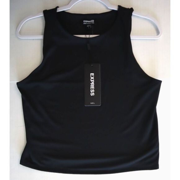 Express 50001CKM WMN's Sz L Black Body Sculpting Compression High Neck Tank Top - Picture 1 of 4